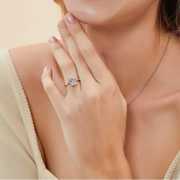 3 Carat Radiant Cut Hidden Halo Diamond Ring Rose Gold - Picture 6 of 10